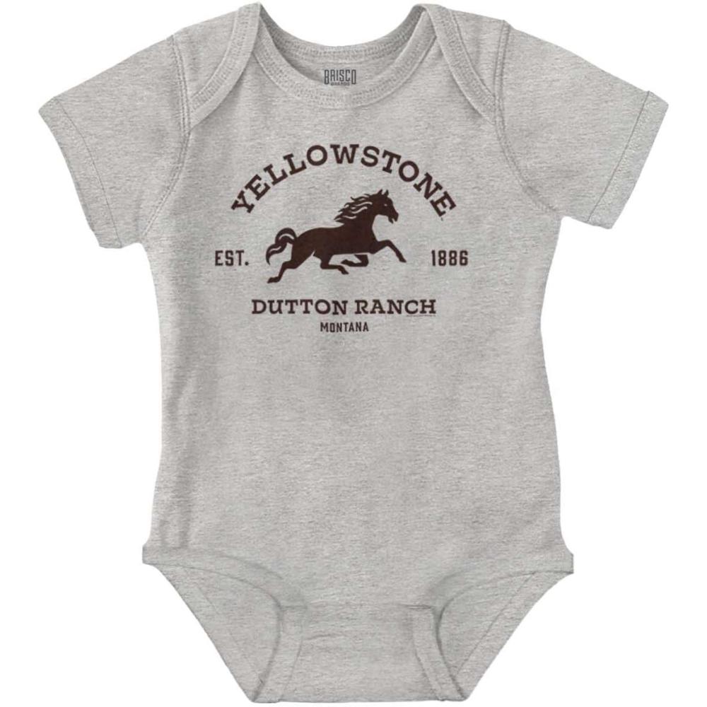 imageBrisco Brands Yellowstone Dutton Ranch Horse Baby Romper Boys or GirlsHeather