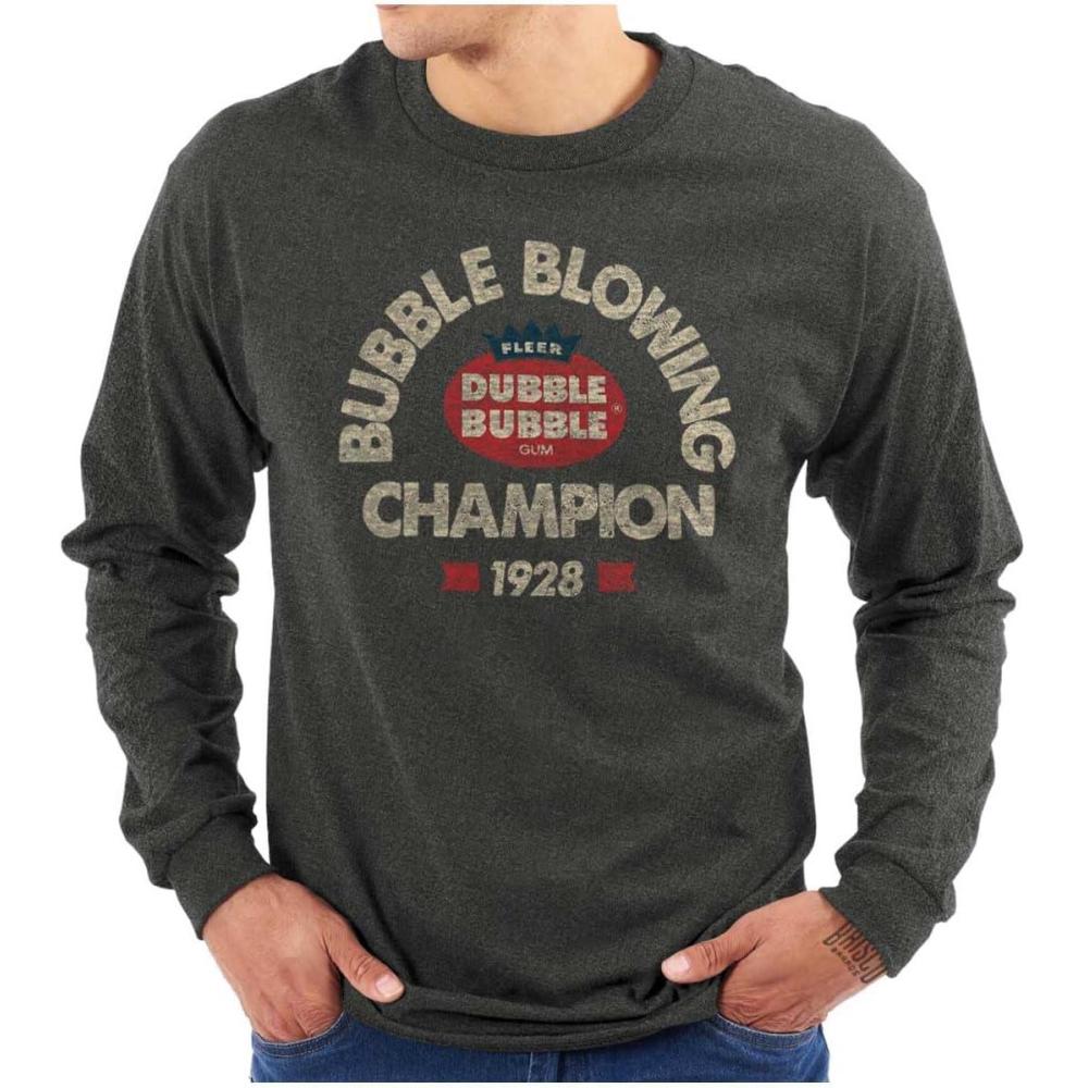 imageBubble Blowing Champion Dubble Long Sleeve Tshirt Men WomenDark Heather