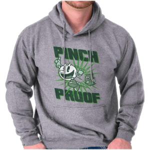 Brisco Brands PACMAN Saint Paddys Pinch Proof Hoodie Sweatshirt Women Men(Sport Grey)