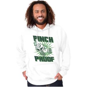 Brisco Brands PACMAN Saint Paddys Pinch Proof Hoodie Sweatshirt Women Men(White)