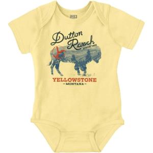 Brisco Brands Yellowstone Ranch Montana Buffalo Baby Romper Boys or Girls(Banana)