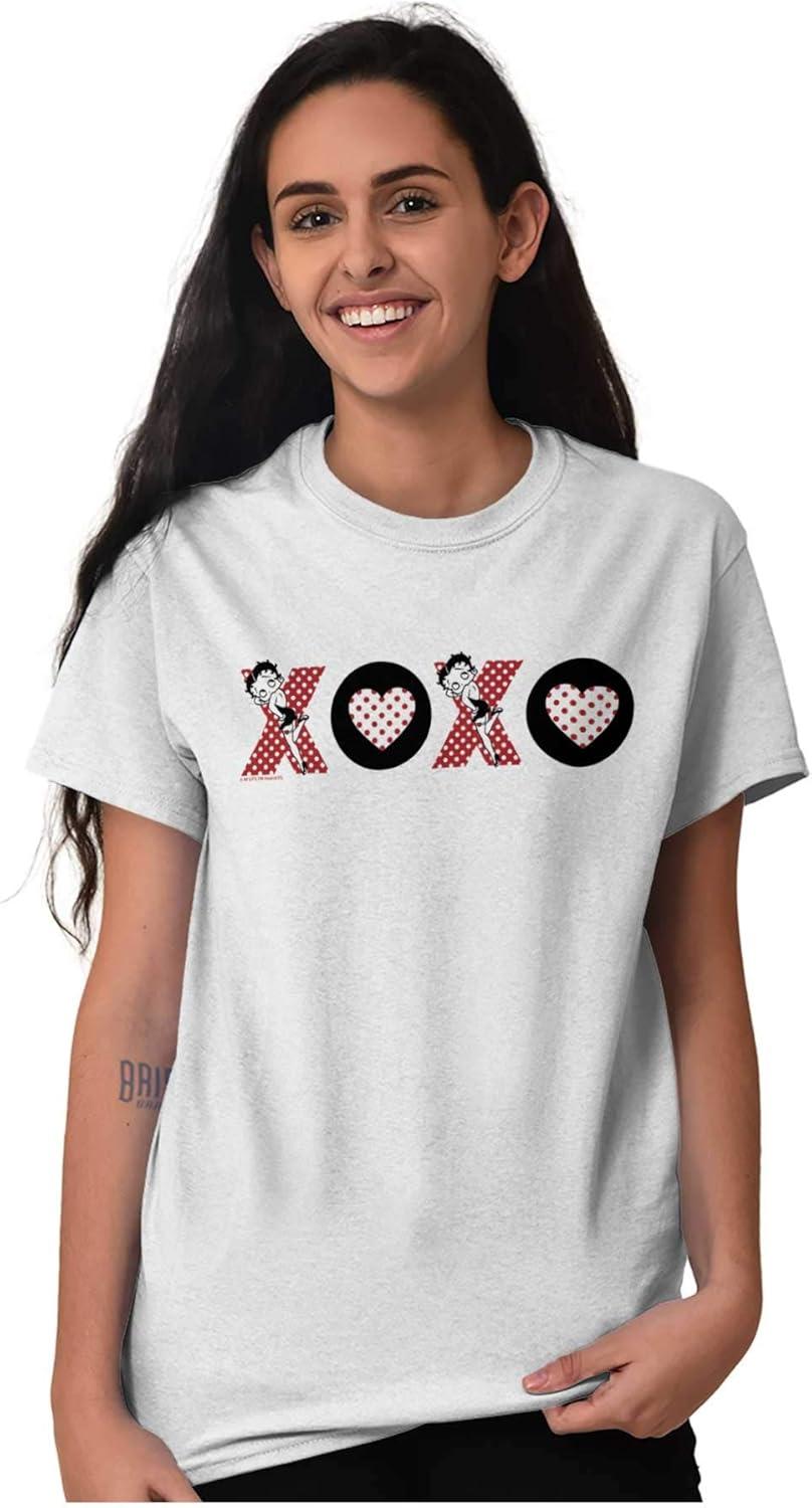 imageBetty Boop Kisses and Hugs XO Cute Womens Graphic T Shirt TeesWhite