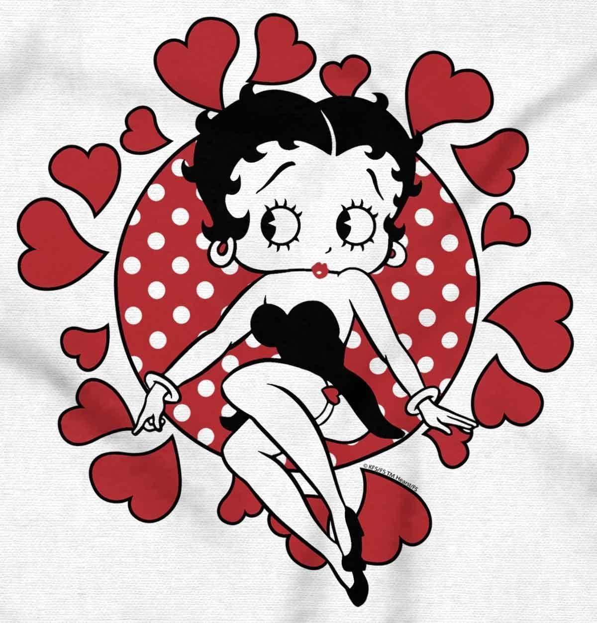 imageBetty Boop Surrounded by Love Hearts Womens Graphic T Shirt TeesWhite
