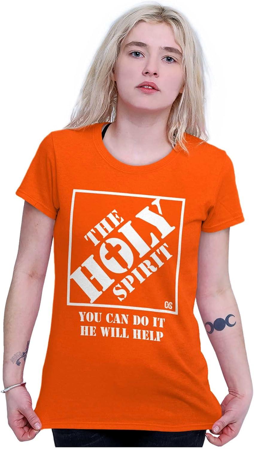 imageBrisco Brands Punny Christian Holy Spirit Faith Womens Slim Fit Graphic TeeOrange