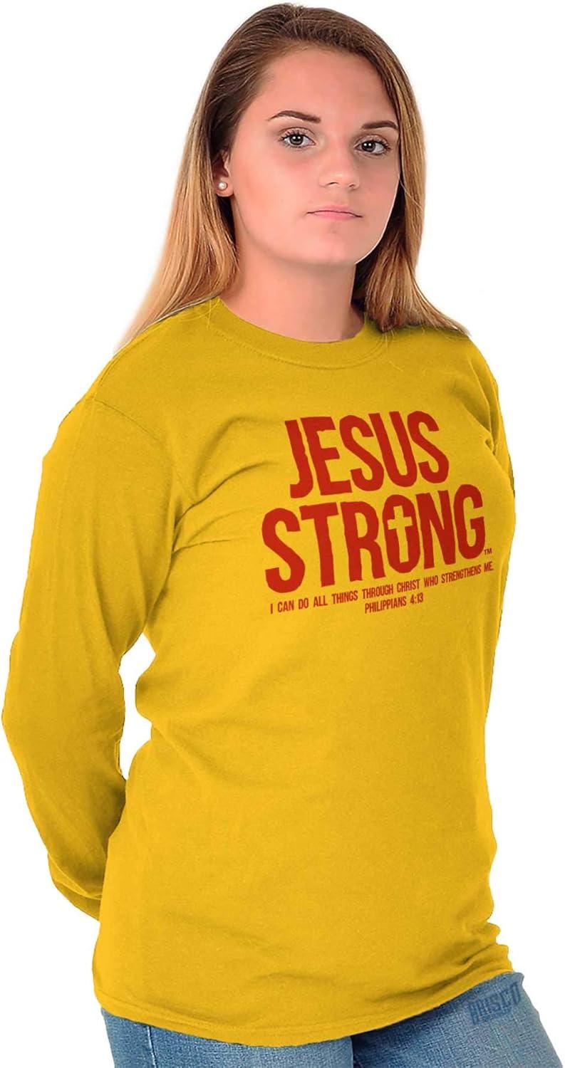 imageJesus Strong Philippians 413 Bible Long Sleeve TShirt Men Women Gold