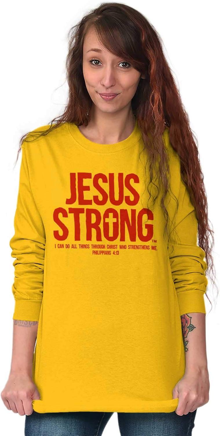 imageJesus Strong Philippians 413 Bible Long Sleeve TShirt Men Women Gold