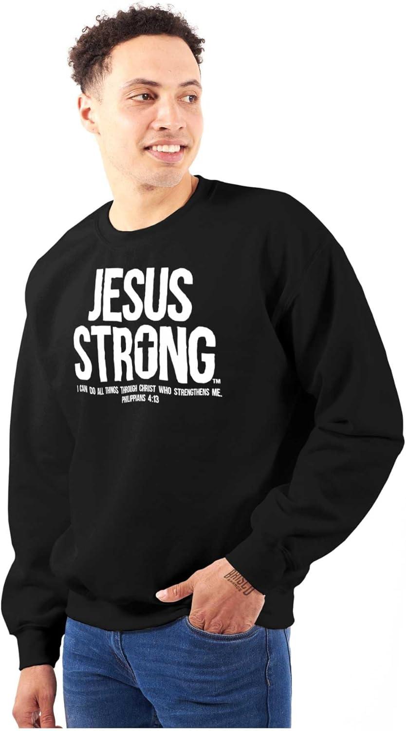 imageJesus Strong Philippians 413 Bible Sweatshirt for Men or WomenBlack