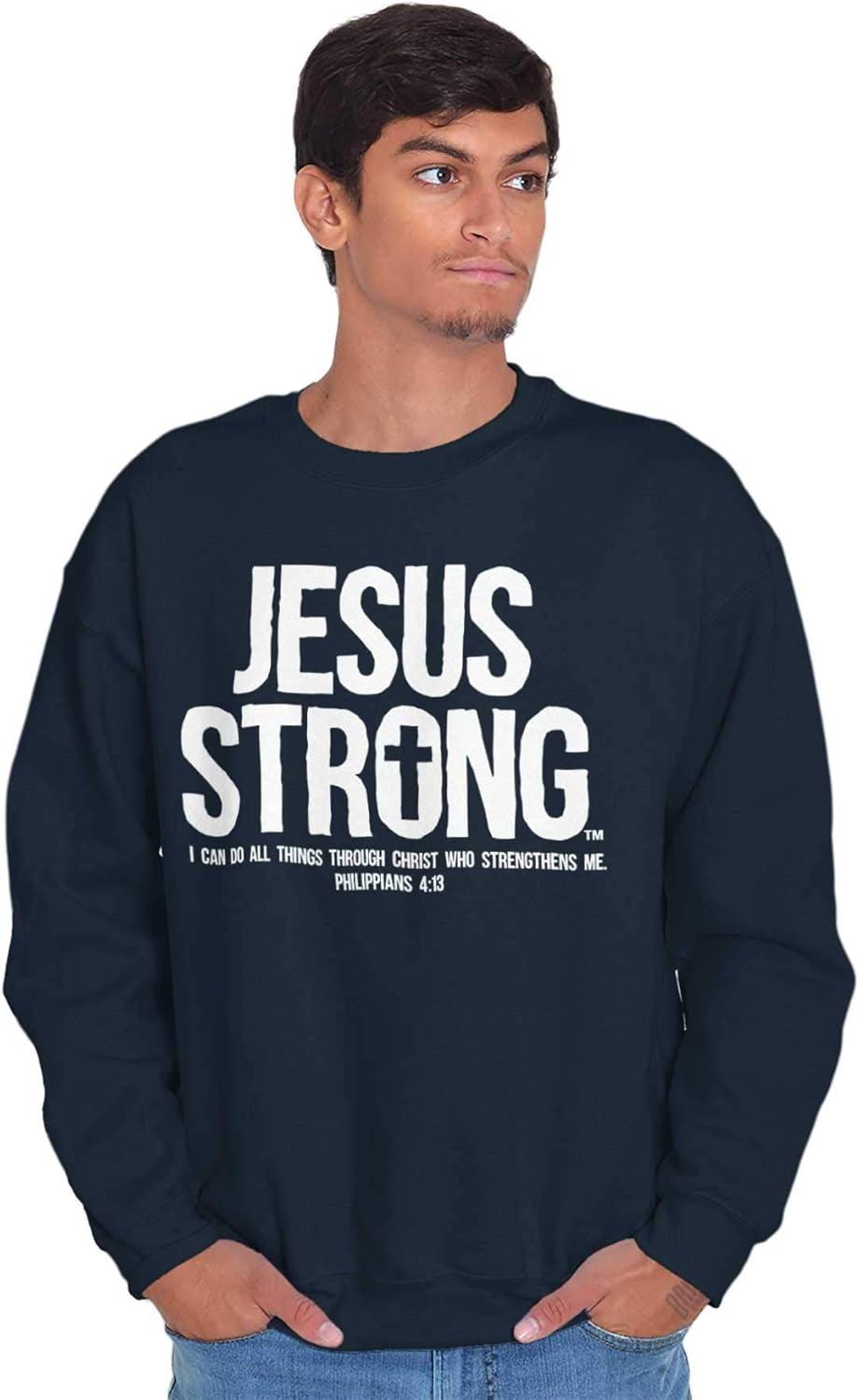 imageJesus Strong Philippians 413 Bible Sweatshirt for Men or WomenNavy