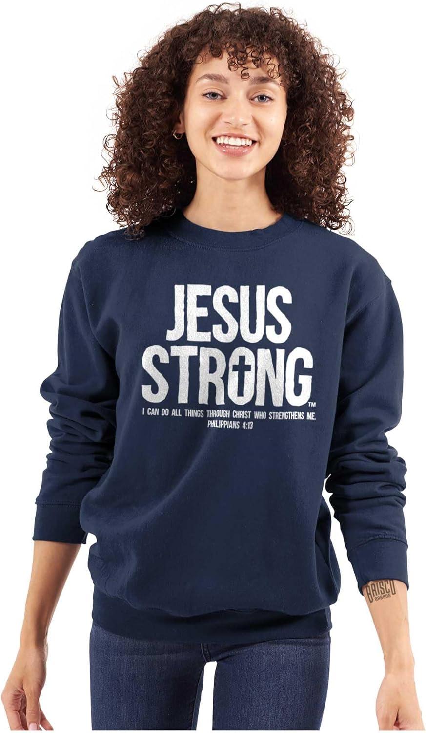 imageJesus Strong Philippians 413 Bible Sweatshirt for Men or WomenNavy