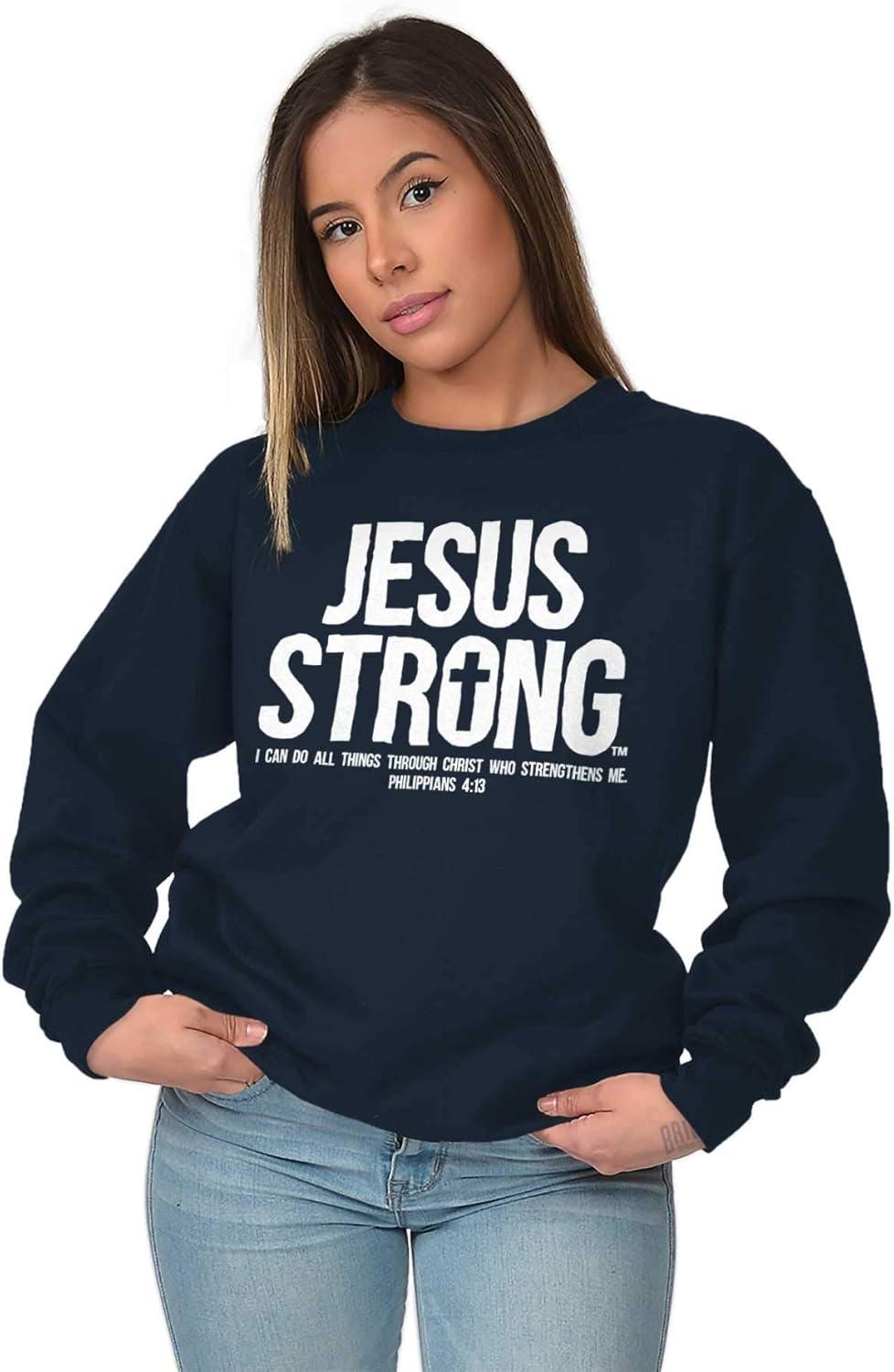 imageJesus Strong Philippians 413 Bible Sweatshirt for Men or WomenNavy
