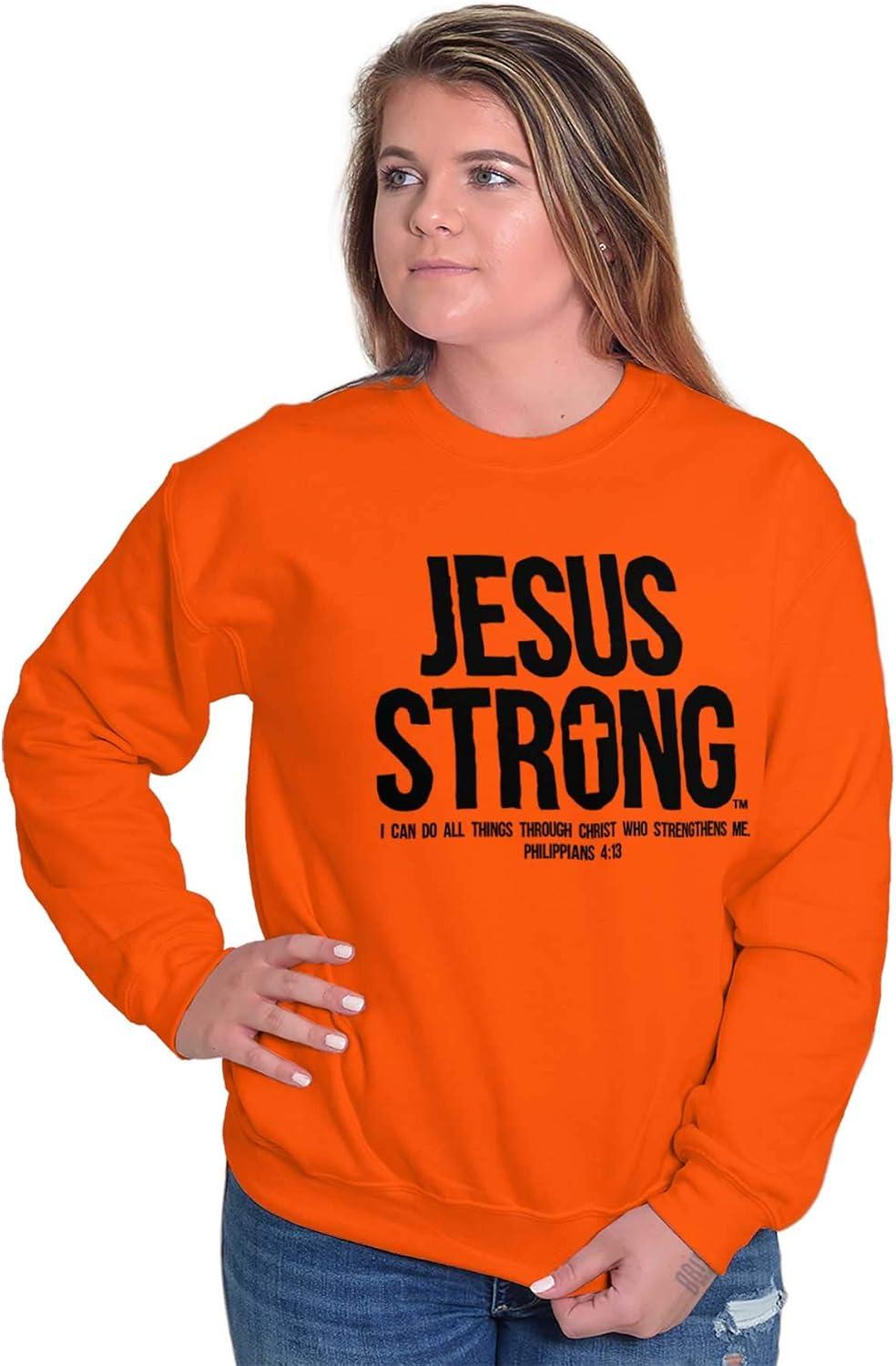 imageJesus Strong Philippians 413 Bible Sweatshirt for Men or WomenOrange