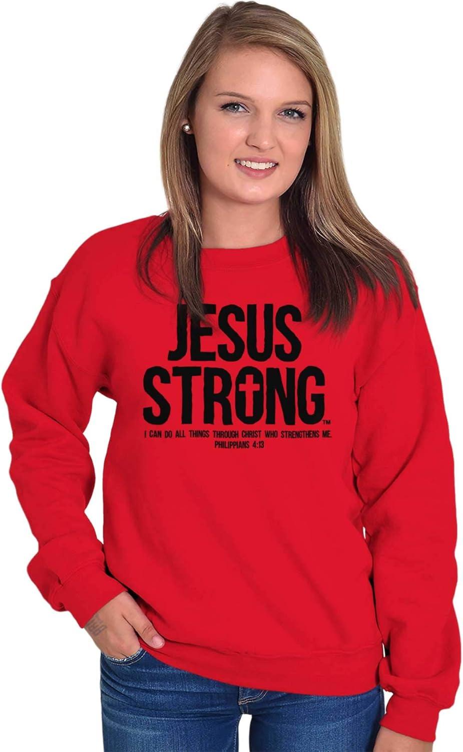 imageJesus Strong Philippians 413 Bible Sweatshirt for Men or WomenRed