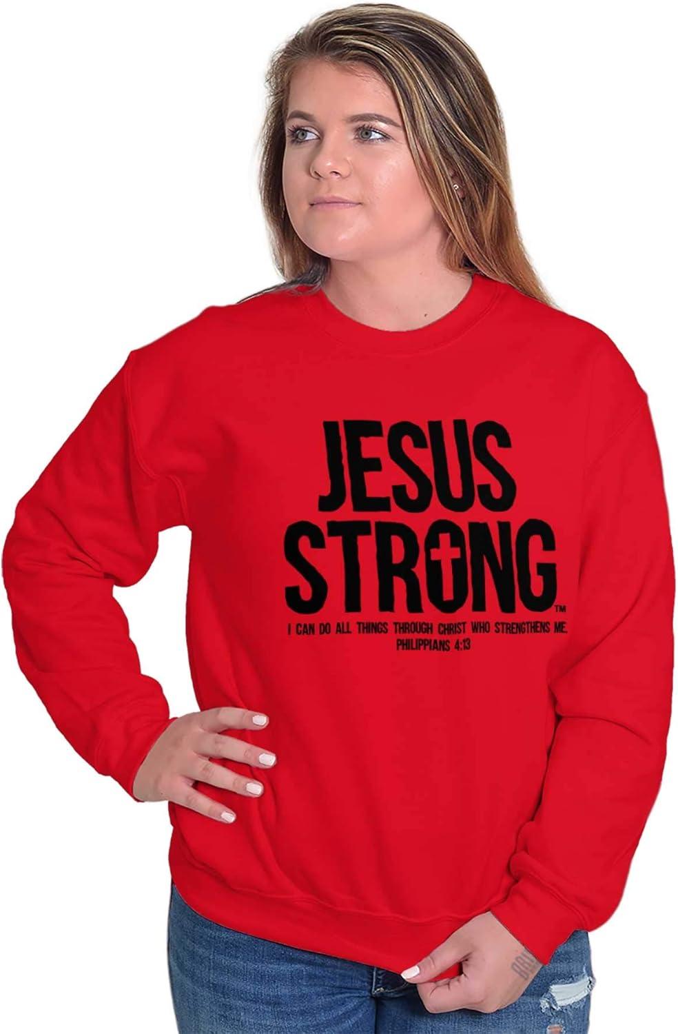 imageJesus Strong Philippians 413 Bible Sweatshirt for Men or WomenRed