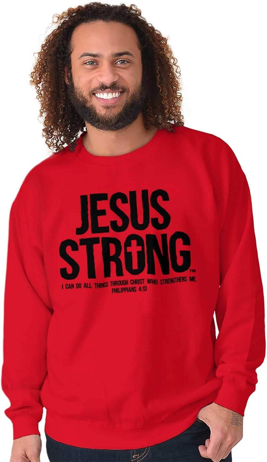 imageJesus Strong Philippians 413 Bible Sweatshirt for Men or WomenRed