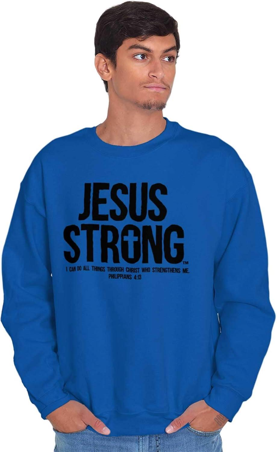 imageJesus Strong Philippians 413 Bible Sweatshirt for Men or WomenRoyal