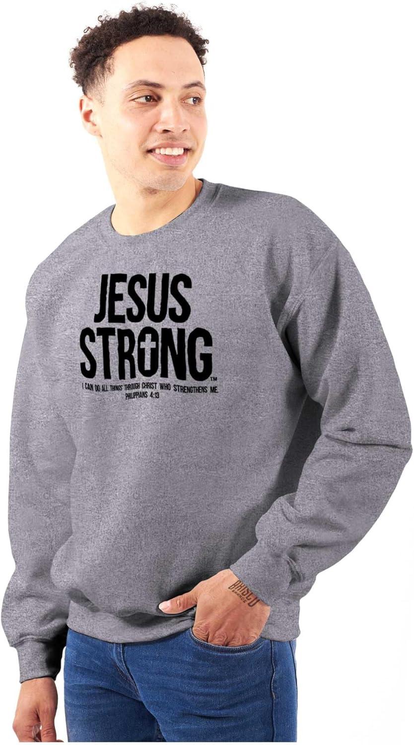 imageJesus Strong Philippians 413 Bible Sweatshirt for Men or WomenSport Grey