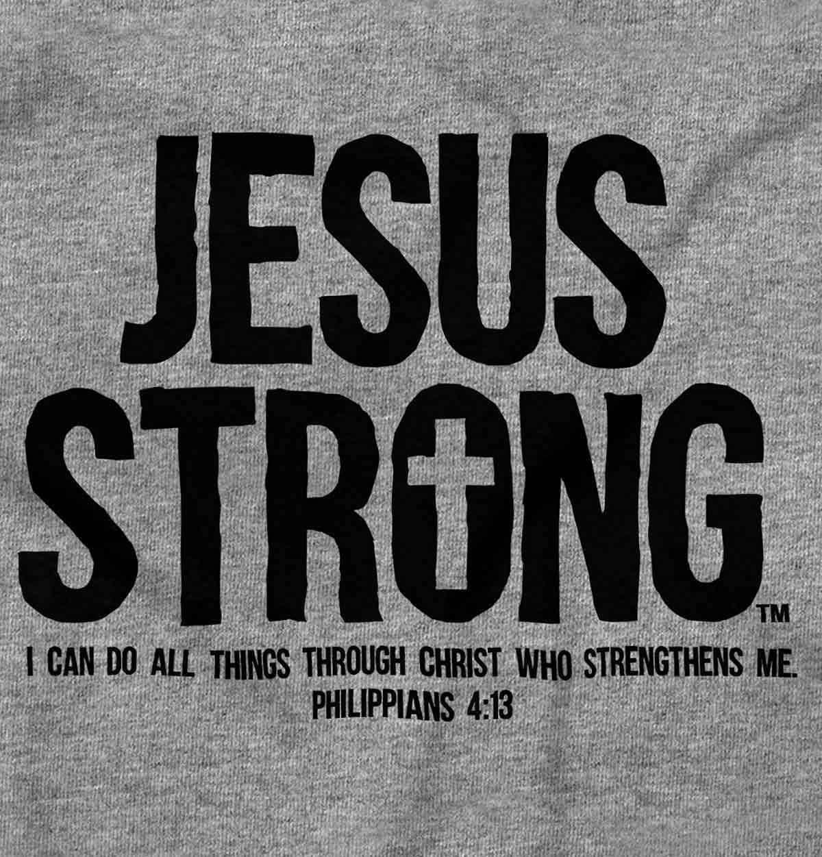 imageJesus Strong Philippians 413 Bible Sweatshirt for Men or WomenSport Grey
