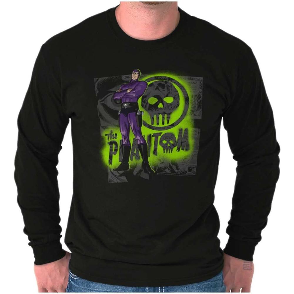 imageBrisco Brands The Phantom Skull Cave Comic Book Long Sleeve Tshirt Men WomenBlack