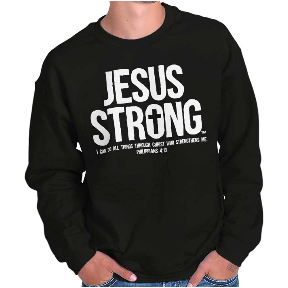 imageJesus Strong Philippians 413 Bible Sweatshirt for Men or WomenBlack