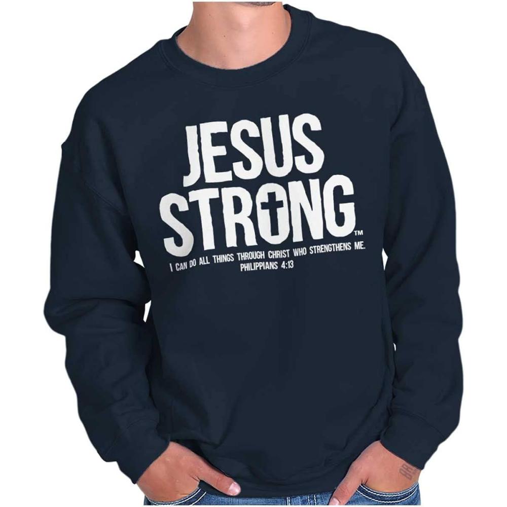 imageJesus Strong Philippians 413 Bible Sweatshirt for Men or WomenNavy