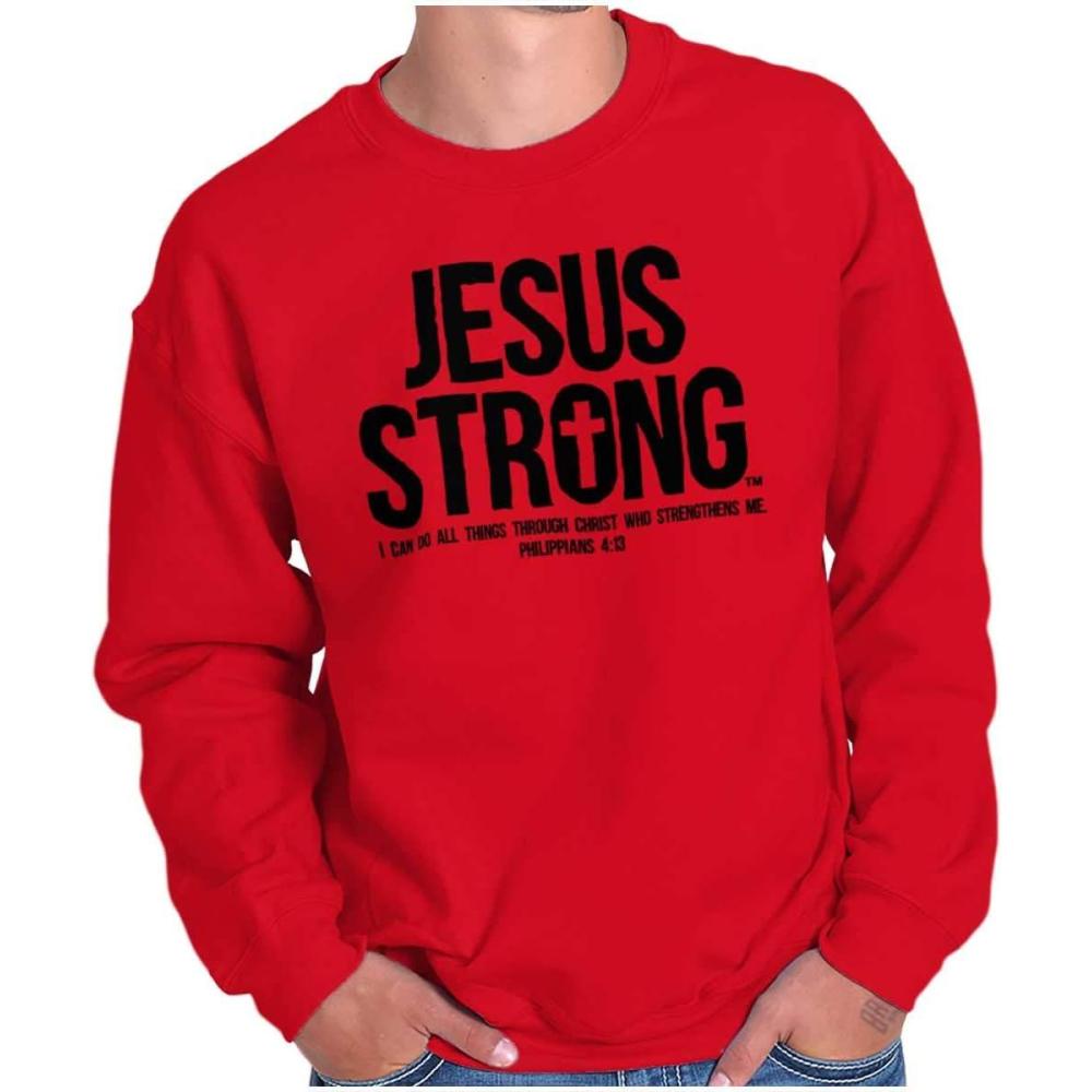 imageJesus Strong Philippians 413 Bible Sweatshirt for Men or WomenRed