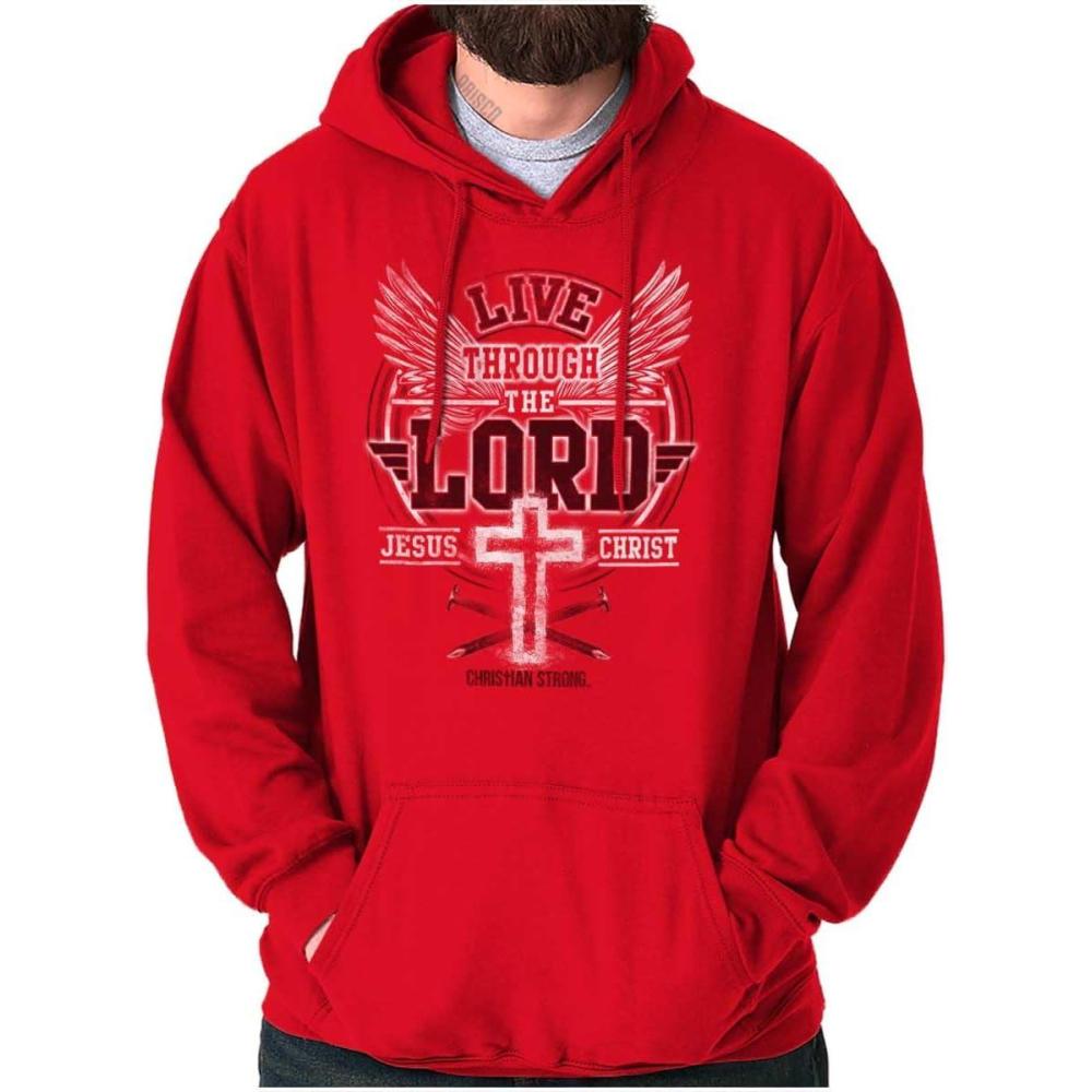 imageLive Through the Lord Jesus Christ Hoodie Sweatshirt Women MenRed