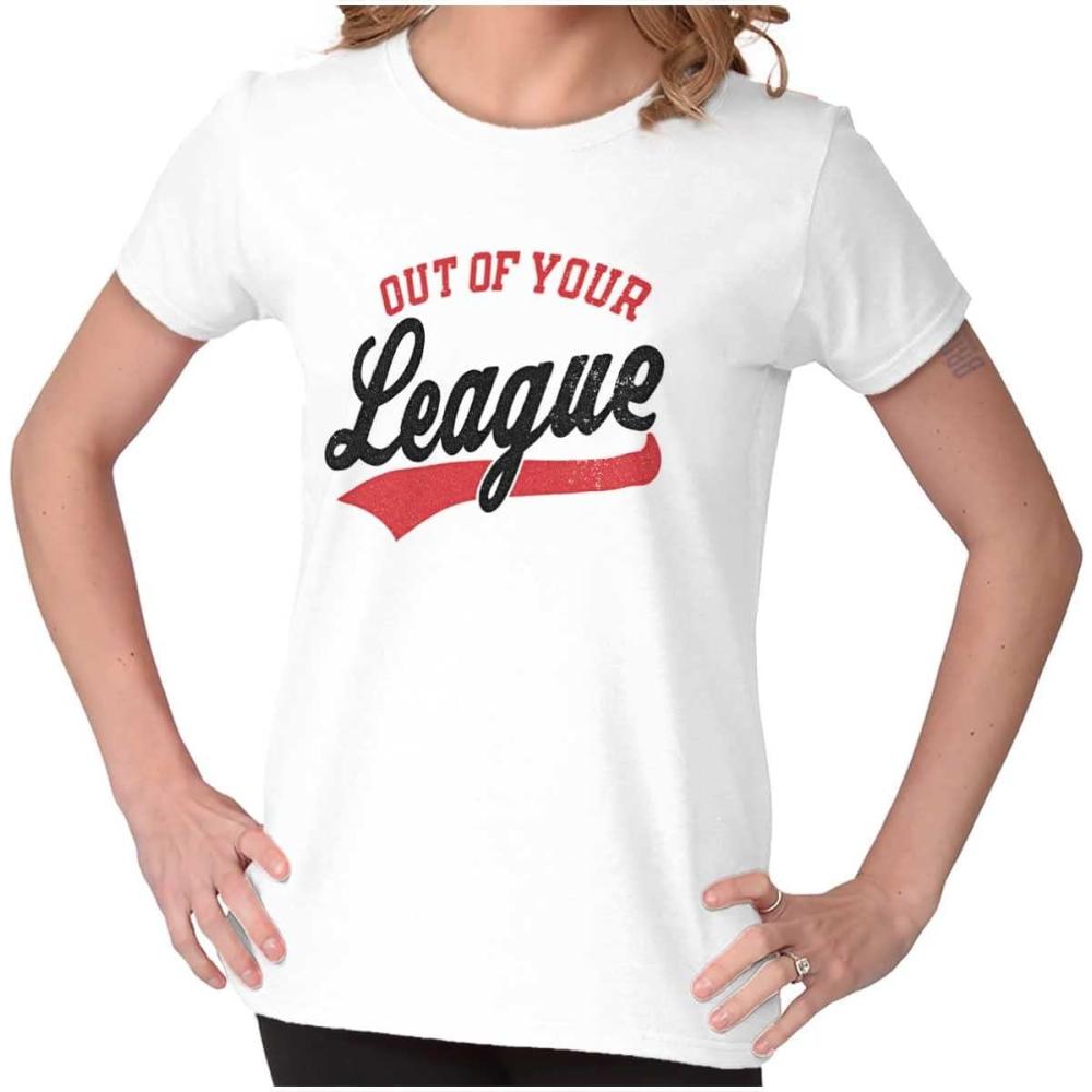 imageOut of Your League Funny Dating Womens Slim Fit Graphic TeeWhite