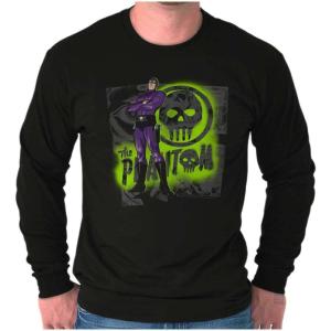 Brisco Brands The Phantom Skull Cave Comic Book Long Sleeve Tshirt Men Women(Black)