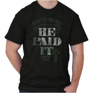 Jesus Your Debt He Paid It Christian Mens Graphic T Shirt Tees(Black)