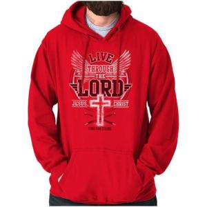 Live Through the Lord Jesus Christ Hoodie Sweatshirt Women Men(Red)