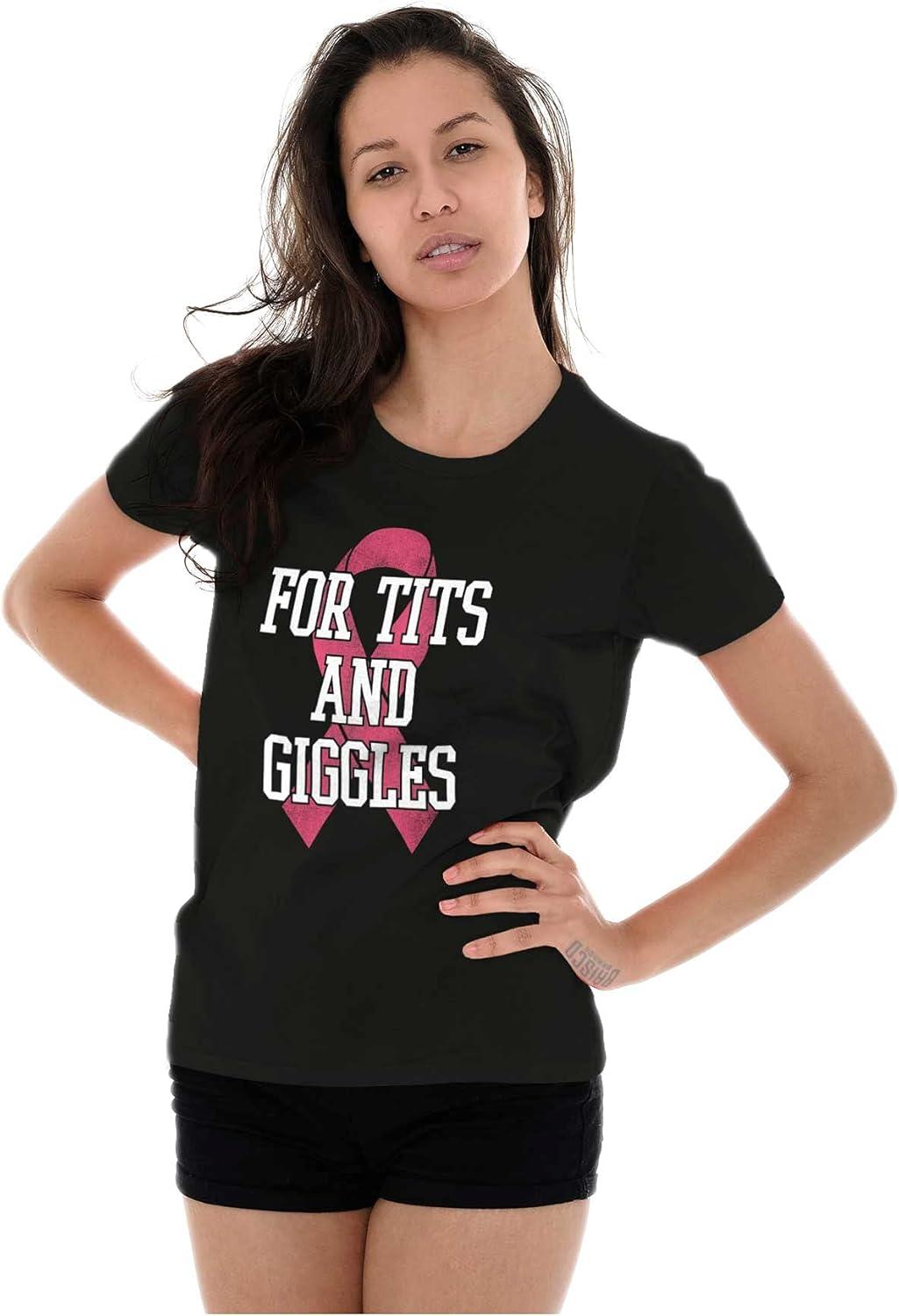 imageBreast Cancer Awareness Funny Ribbon Womens Slim Fit Graphic TeeBlack