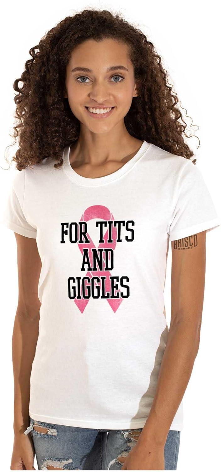 imageBreast Cancer Awareness Funny Ribbon Womens Slim Fit Graphic TeeWhite