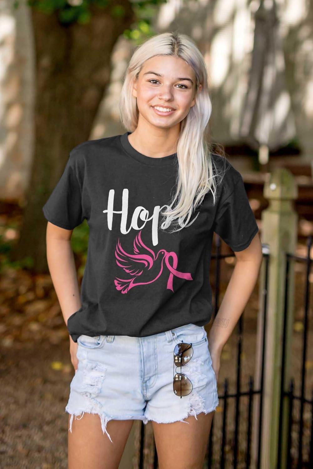 imageBreast Cancer Awareness Hope Dove Womens Graphic T Shirt TeesBlack