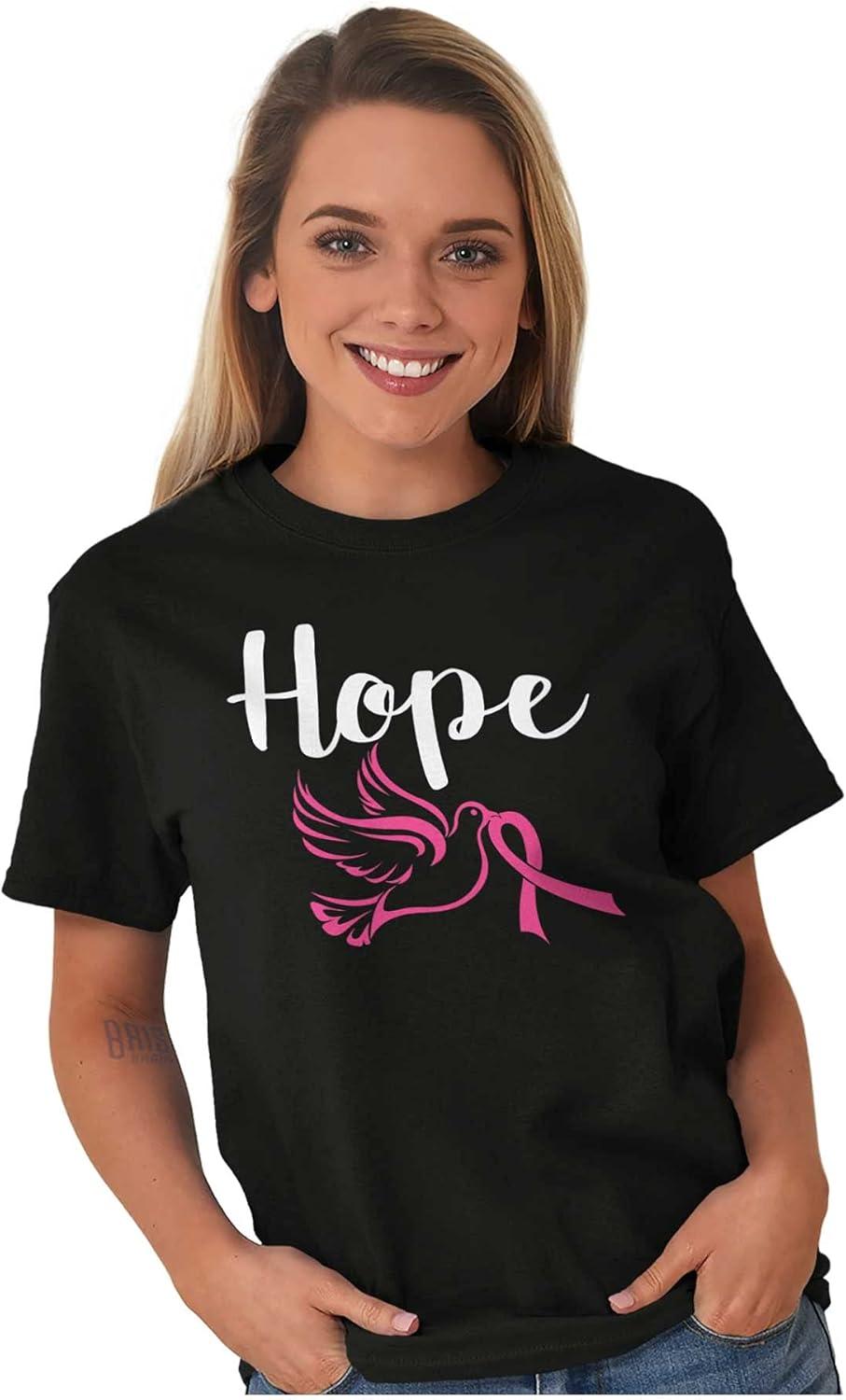 imageBreast Cancer Awareness Hope Dove Womens Graphic T Shirt TeesBlack
