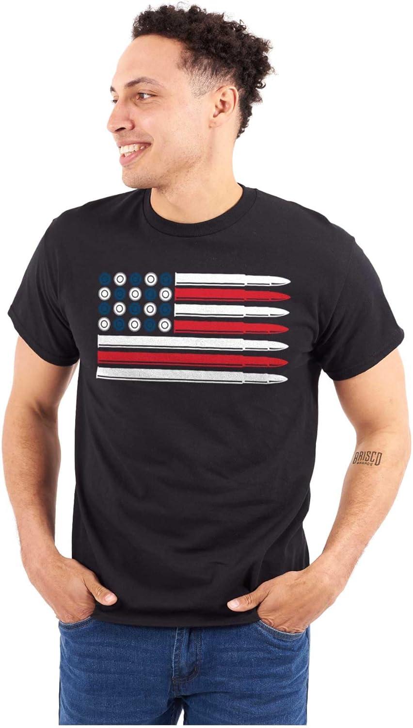 imageBrisco Brands Ammo Bullet 2nd Amendment Flag Graphic T Shirt Men or WomenBlack Usa Flag