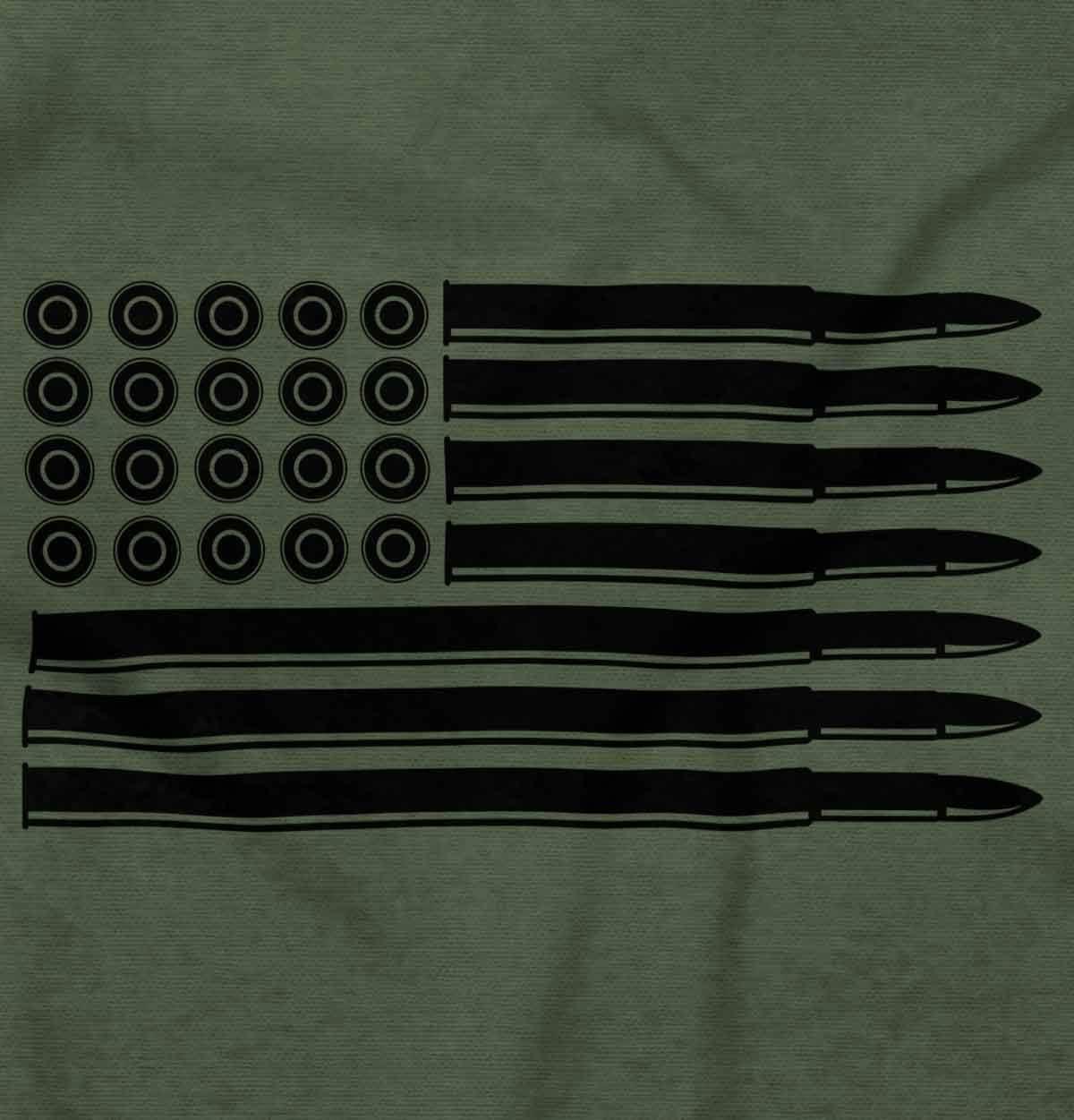 imageBrisco Brands Ammo Bullet 2nd Amendment Flag Graphic T Shirt Men or WomenMilitary Green Black Flag