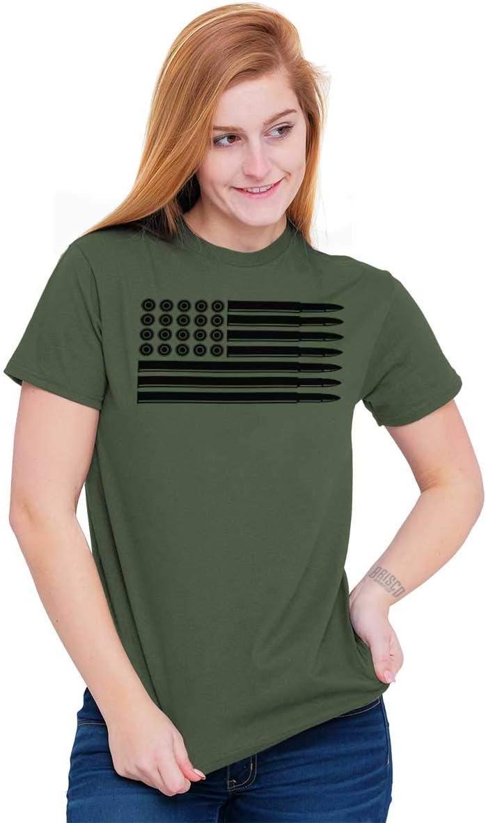 imageBrisco Brands Ammo Bullet 2nd Amendment Flag Graphic T Shirt Men or WomenMilitary Green Black Flag