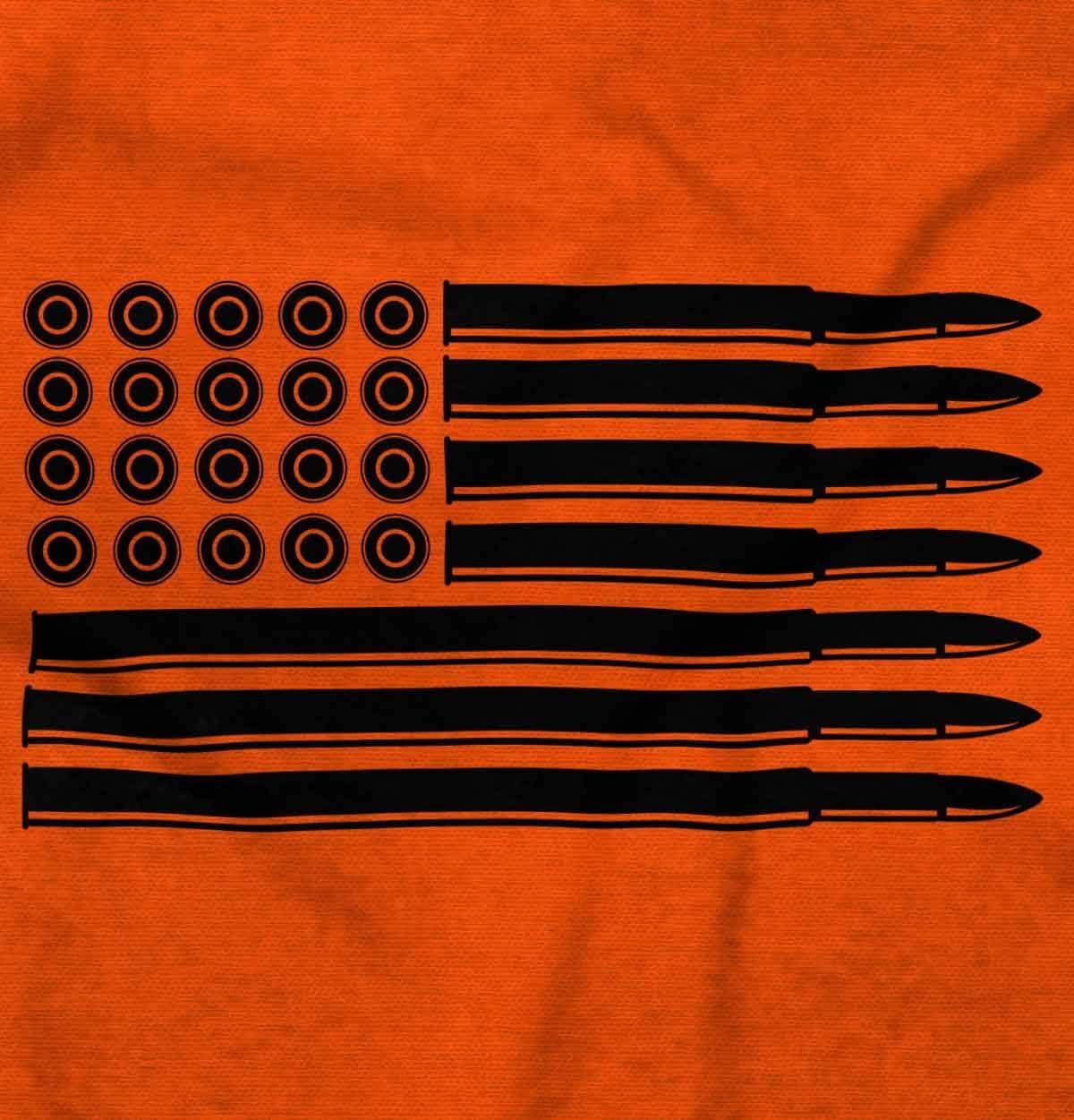 imageBrisco Brands Ammo Bullet 2nd Amendment Flag Graphic T Shirt Men or WomenOrange Black Flag