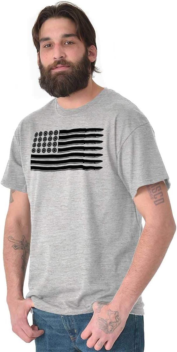 imageBrisco Brands Ammo Bullet 2nd Amendment Flag Graphic T Shirt Men or WomenSport Grey Black Flag