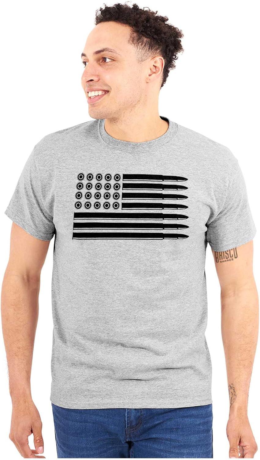 imageBrisco Brands Ammo Bullet 2nd Amendment Flag Graphic T Shirt Men or WomenSport Grey Black Flag