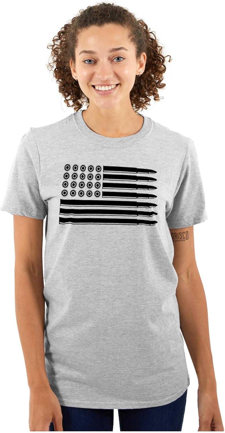 imageBrisco Brands Ammo Bullet 2nd Amendment Flag Graphic T Shirt Men or WomenSport Grey Black Flag
