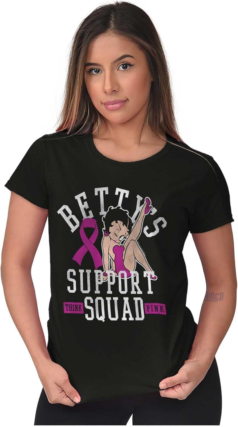 imageBrisco Brands Breast Cancer Bettys Support Squad Womens Slim Fit Graphic TeeBlack