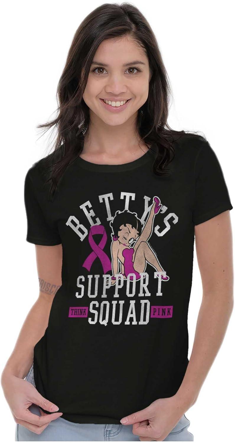 imageBrisco Brands Breast Cancer Bettys Support Squad Womens Slim Fit Graphic TeeBlack