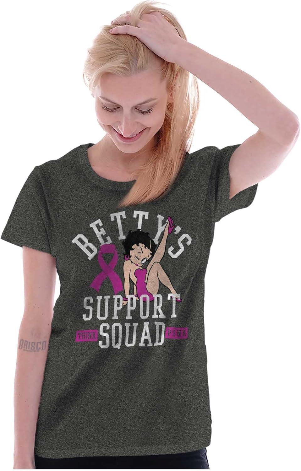 imageBrisco Brands Breast Cancer Bettys Support Squad Womens Slim Fit Graphic TeeDark Heather