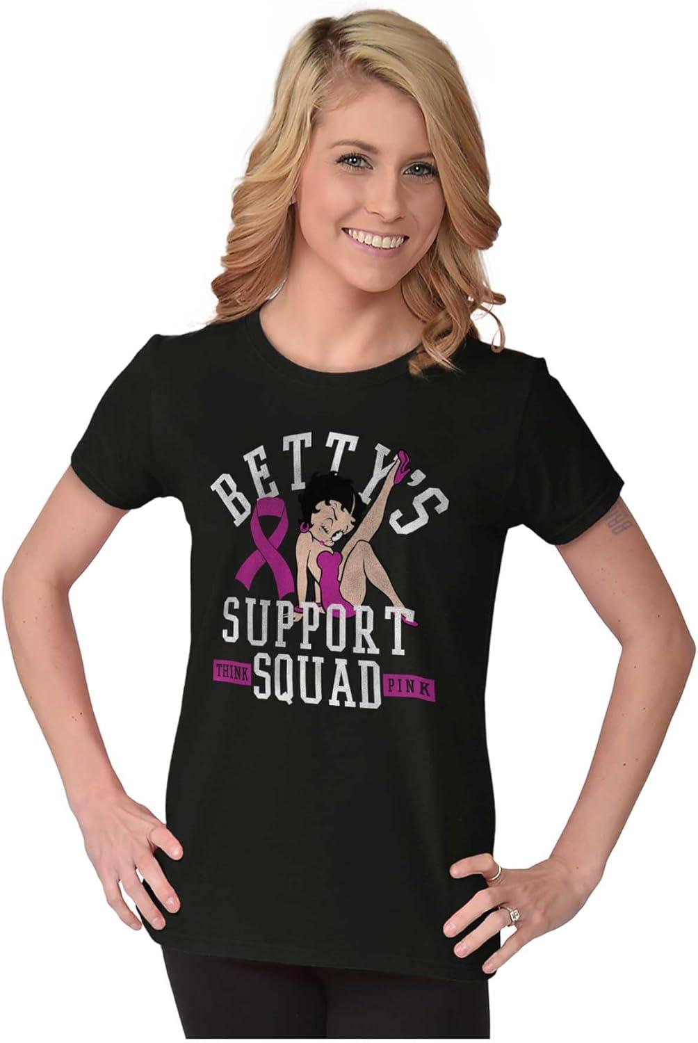 imageBrisco Brands Breast Cancer Bettys Support Squad Womens Slim Fit Graphic TeeDark Heather