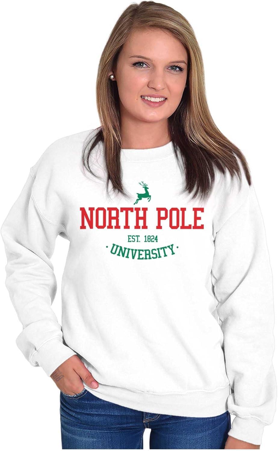 imageBrisco Brands Christmas North Pole University Sweatshirt for Men or WomenWhite