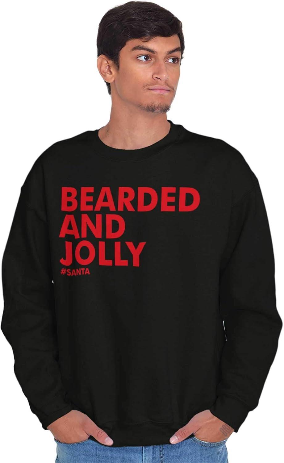 imageBrisco Brands Xmas Bearded and Jolly Hashtag Santa Mens Crewneck SweatshirtBlack