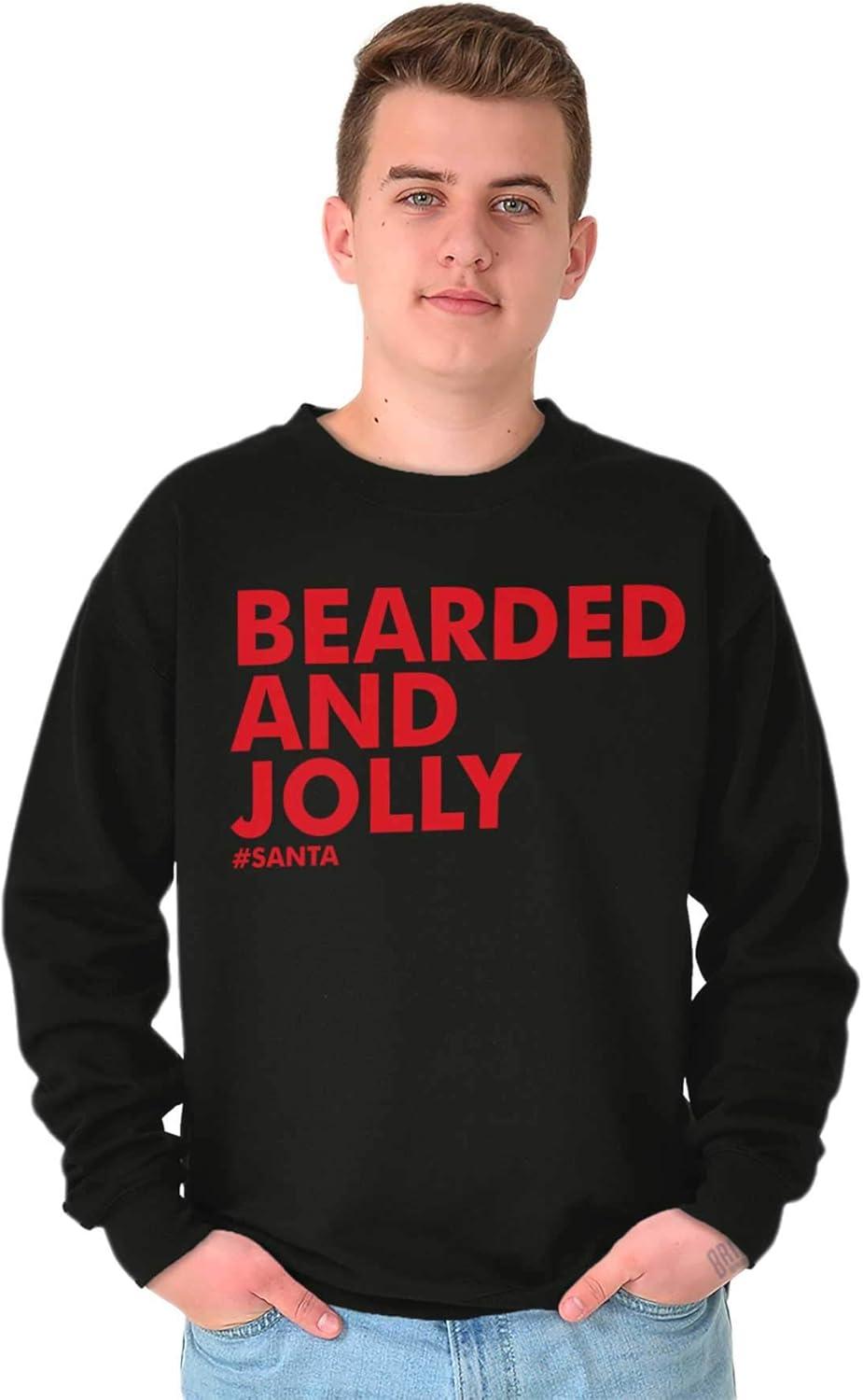 imageBrisco Brands Xmas Bearded and Jolly Hashtag Santa Mens Crewneck SweatshirtBlack