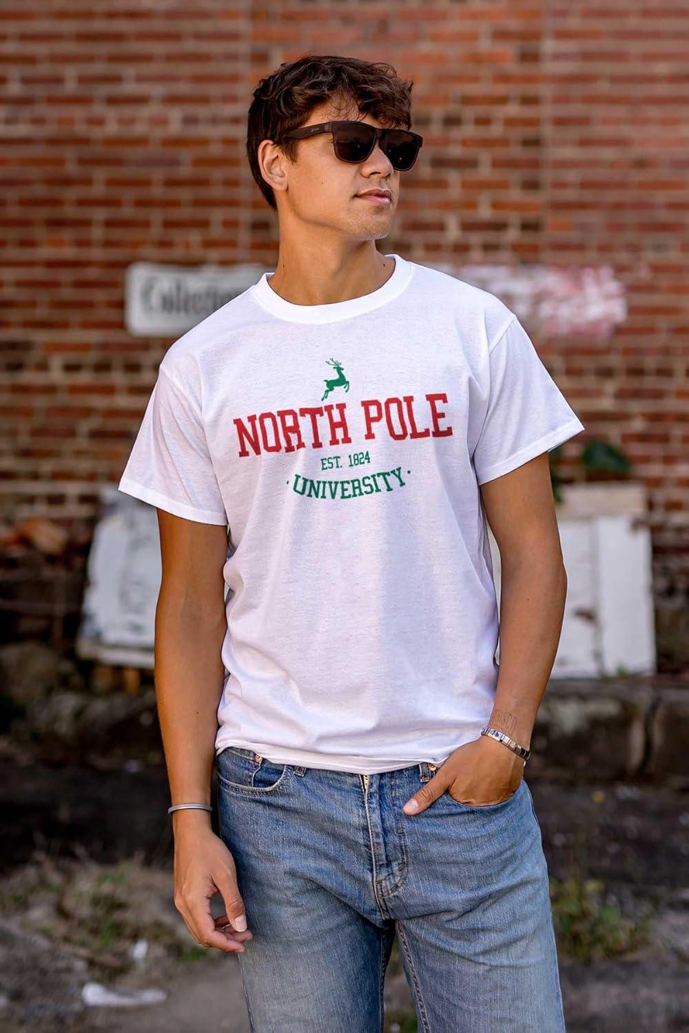 imageChristmas North Pole University Graphic T Shirt Men or WomenWhite