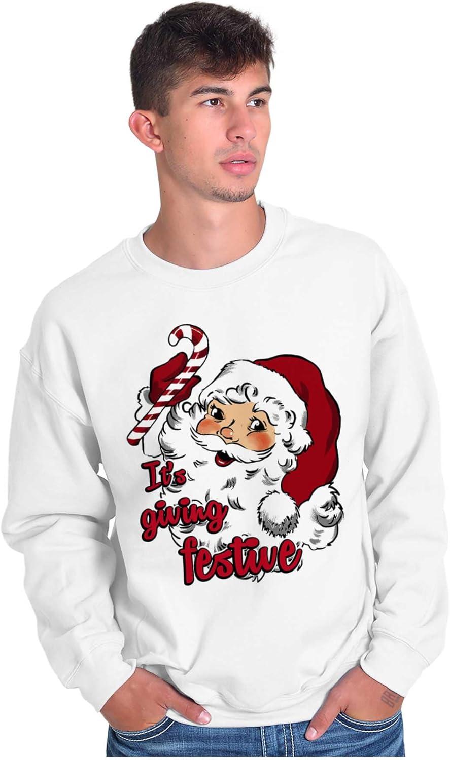 imageChristmas Santa Its Giving Festive Sweatshirt for Men or WomenWhite